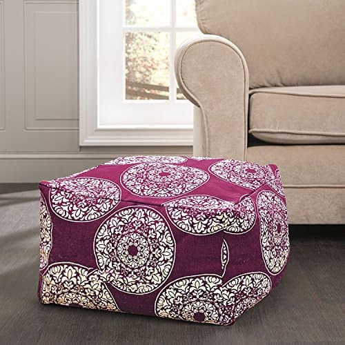Premium Quality Ottoman Rustic Pouf– Excellent Construction- Different Color &amp; Pattern Combinations– Grey, Red &amp; Navy Blue W/ Moroccan Designs– Comfortable &amp; Soft Fabric