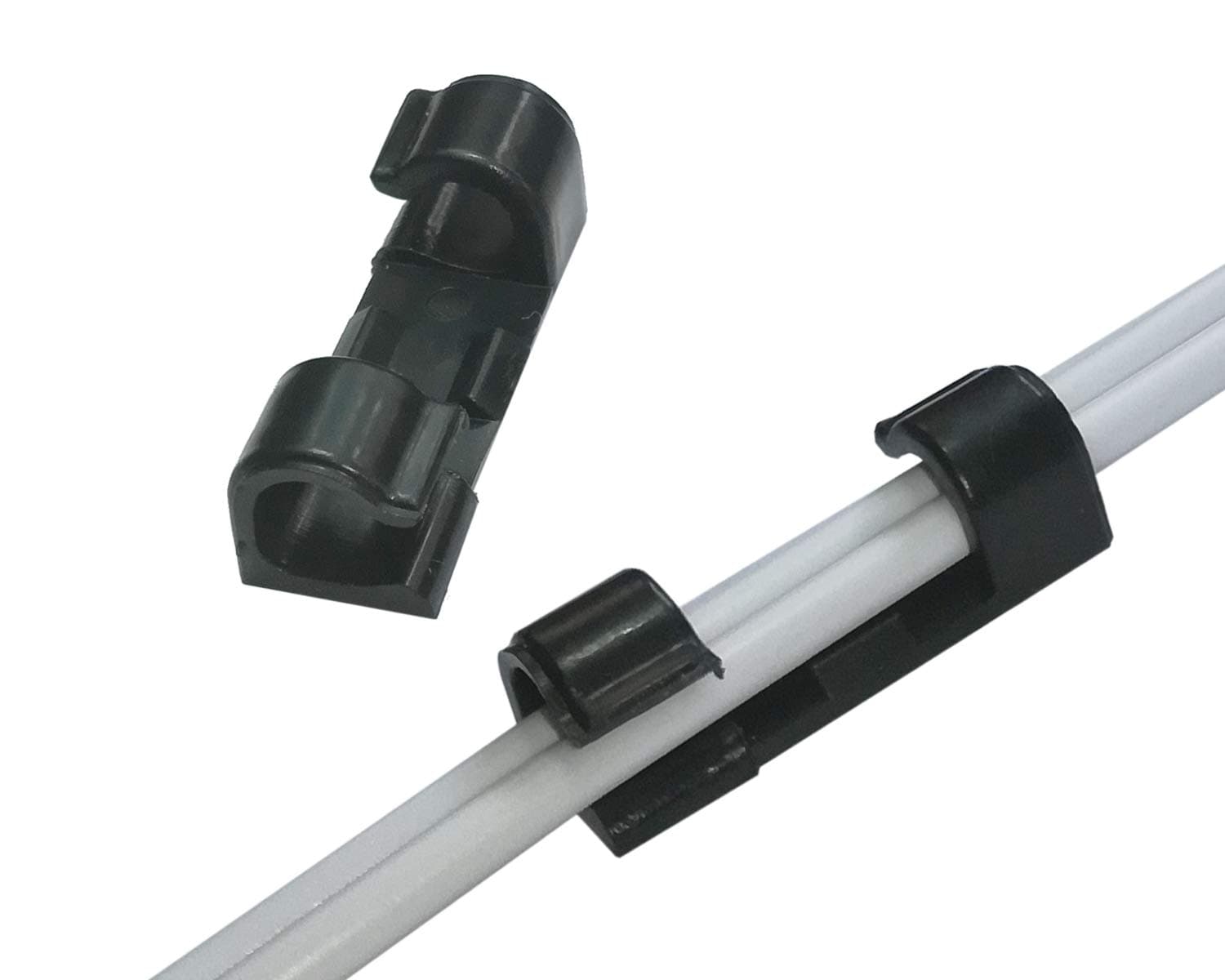 Extension Cord Cable Organizer, Cable Management Clips with Self Adhesive, 6mm TV/PC Wire Holder for Car, Office, Desk Accessories, Home, Nightstand (Pack of 20, Black)