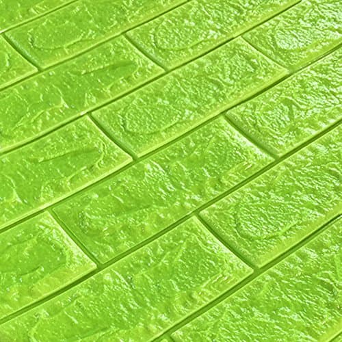 Candy Color 3D Brick Pattern Wall Stickers Peel and Stick Kitchen Backsplash Wall Sticker Faux Ceramic Tile Design 1pcs (Green, 27.5"30.3")