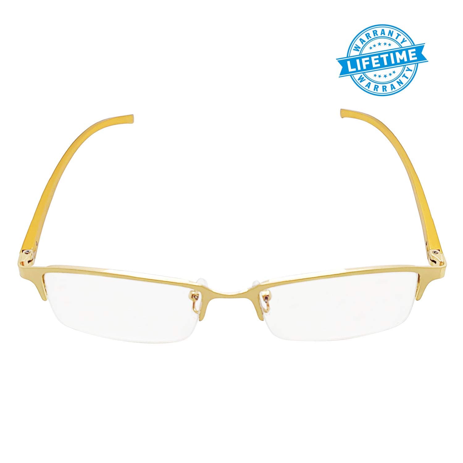 Blue Light Blocking Glasses Filter Blue Ray Lightweight Gaming Computer Glasses UV Blocker Anti Eyestrain Reduce Headaches Reading Eyewear Men/Women (Gold)