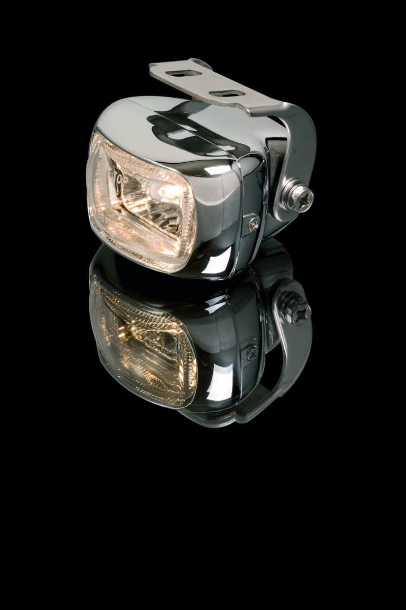 Fog light squared chrom housing,clear lens,E-mark