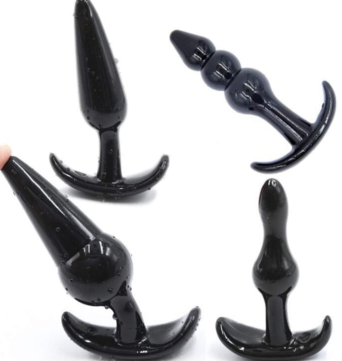 4Pcs Silicone an-àl Training Pl-ùgs Kit Safety Material B-û-tt for Beginner Women Men (Black)