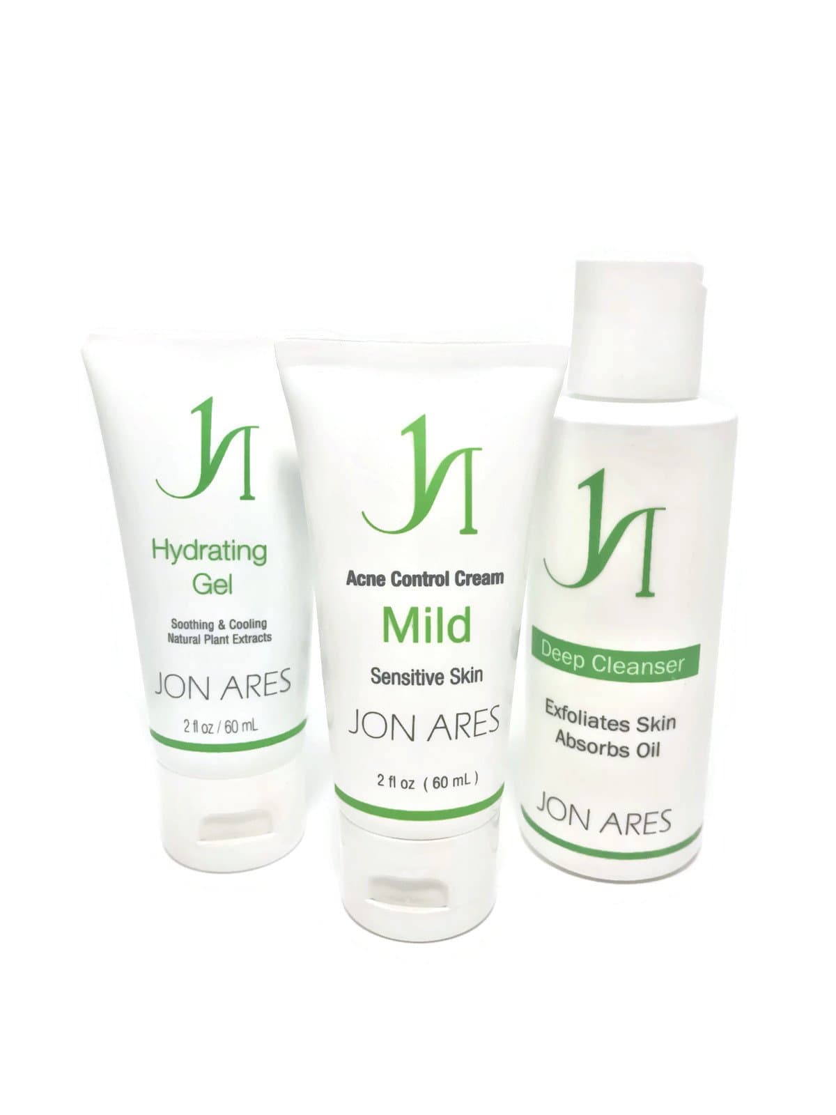 Jon Ares Acne Control MILD 3 Step Kit Perfect For Sensitive Skin - Includes Hydrating Gel and Deep Cleanser