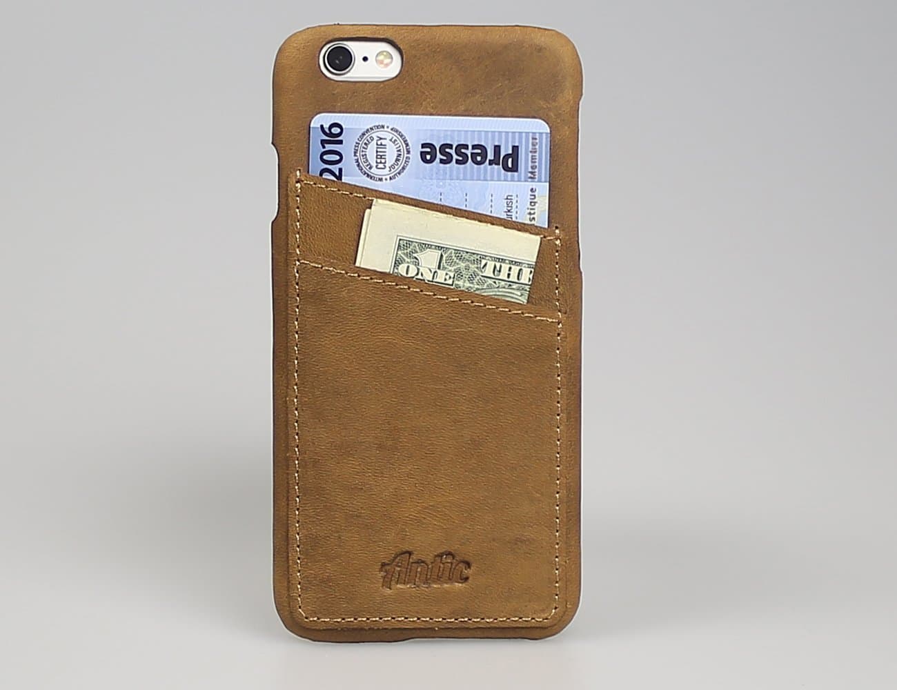 Antic iPhone 6 / 6S (4.7") Case Premium Leather Snap In Wallet Case.Genuine Leather iPhone 6/6S Case. Hand Crafted From Genuine Leather For iPhone 6 / iPhone 6S. Sophisticated Look. (Saddle Brown)