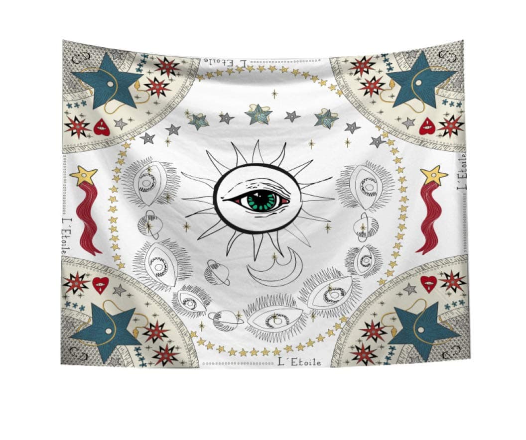 Vintage Tarot Wall Carpet Polyester Printed Tablecloth Background Dector Creative Art Tapestries,95x73cm