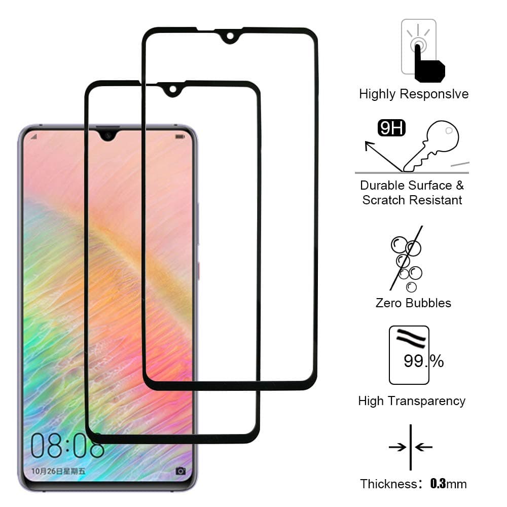 Siumir 2 Pack Full Coverage Tempered Glass Screen Protector Film for Huawei Mate 20 X/Mate 20X 7.2 Inch Curved Screen Protector 0,3 mm 9H Hardness