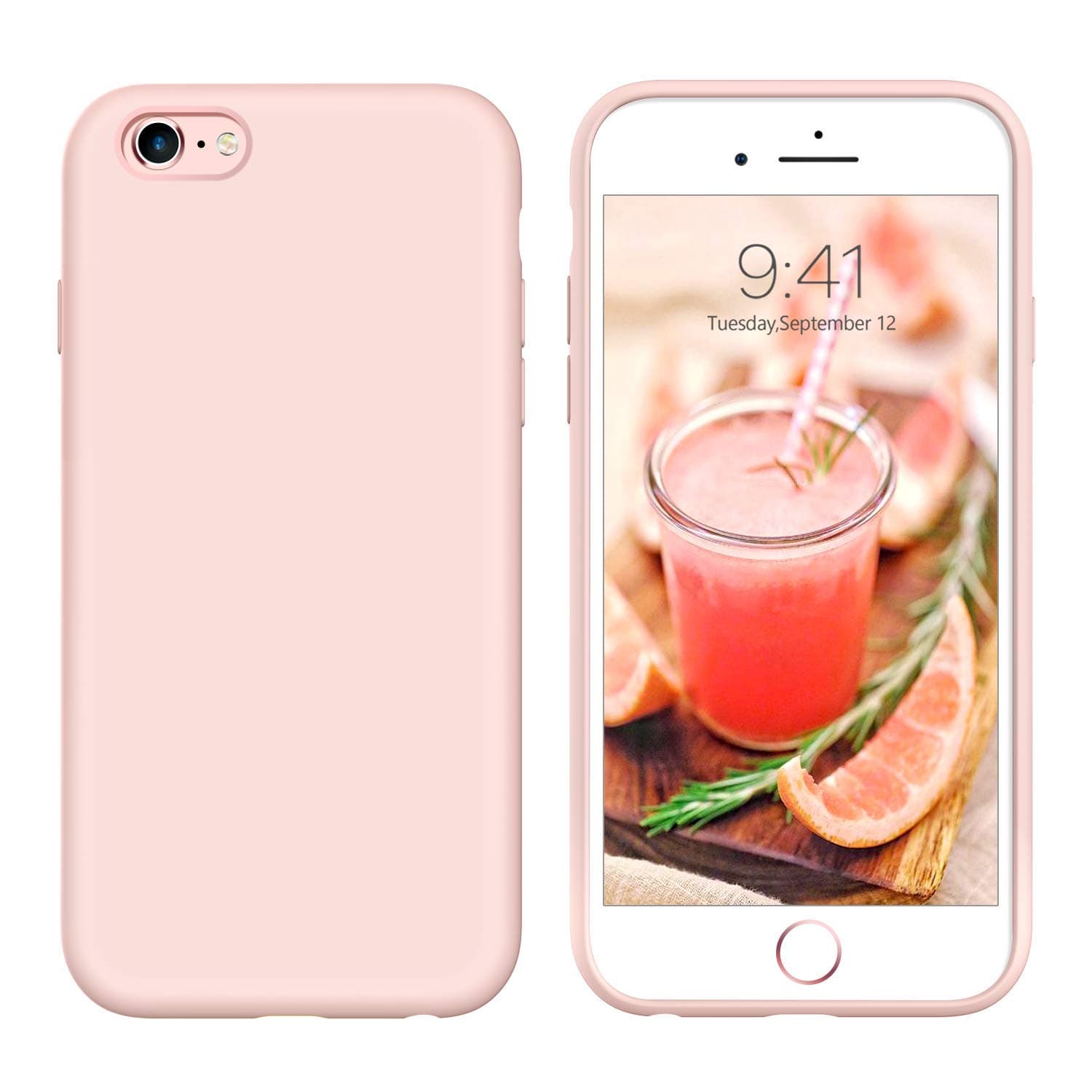 YINLAICase for iPhone 6S Plus/iPhone 6 Plus Case Slim Liquid Silicone Soft Gel Rubber Cover Drop Protection Shockproof Protective Cute Girls Women Phone Cases 5.5 Inch, Light Pink