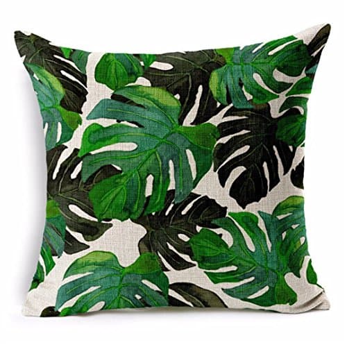 3D Pillowcase Decorative Throw Pillows Case Cover Green Leaf Tropical Plant Cotton Linen Cushion Cover For Sofa Home Capa De Almofadas 45X45 2 450mm450mm