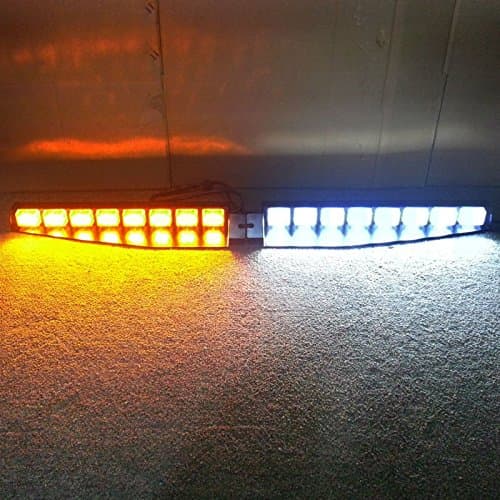 VSLED 2 x 24 LED 1 Watt Emergency Beacon Light Bar Exclusive Split Visor Deck Dash Hazard Strobe Warning LightBar (Amber-White)