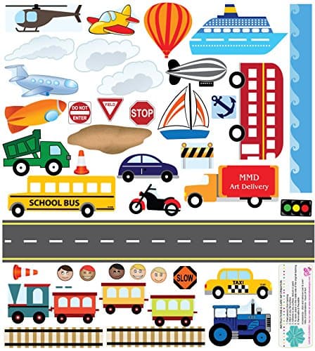 Mona Melisa Designs PPCARSHF Mona Melisa Designs Interactive Wall Play Set, Things That Go Playset