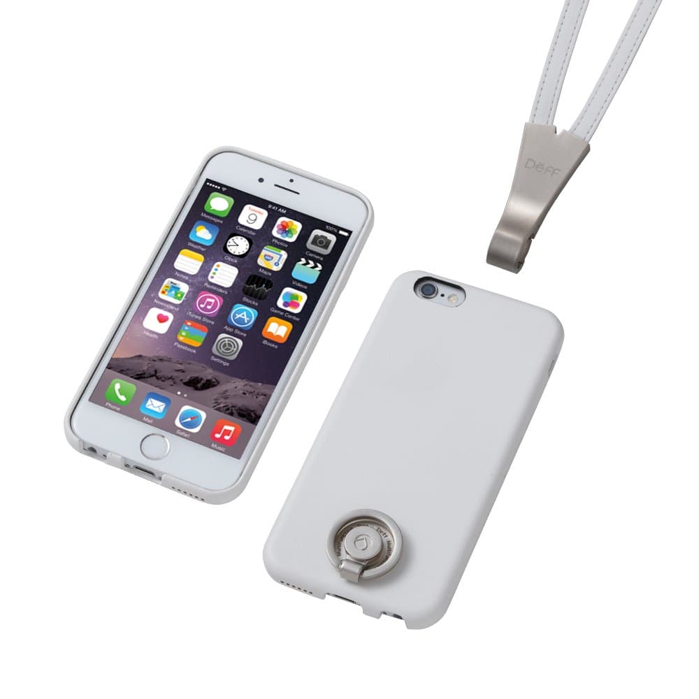 Deff Special PU Leather Ring Type Case and Stand for iPhone 6 (White)