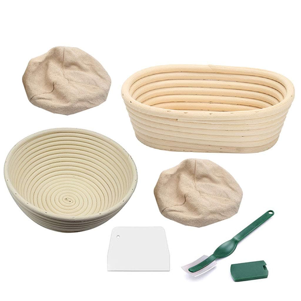 Bread Proving Baskets,6Pcs Bread Banneton Proofing Basket Baking Bowl Dough with Removable Liner and Scraper Tool for Bakers Proving Baskets