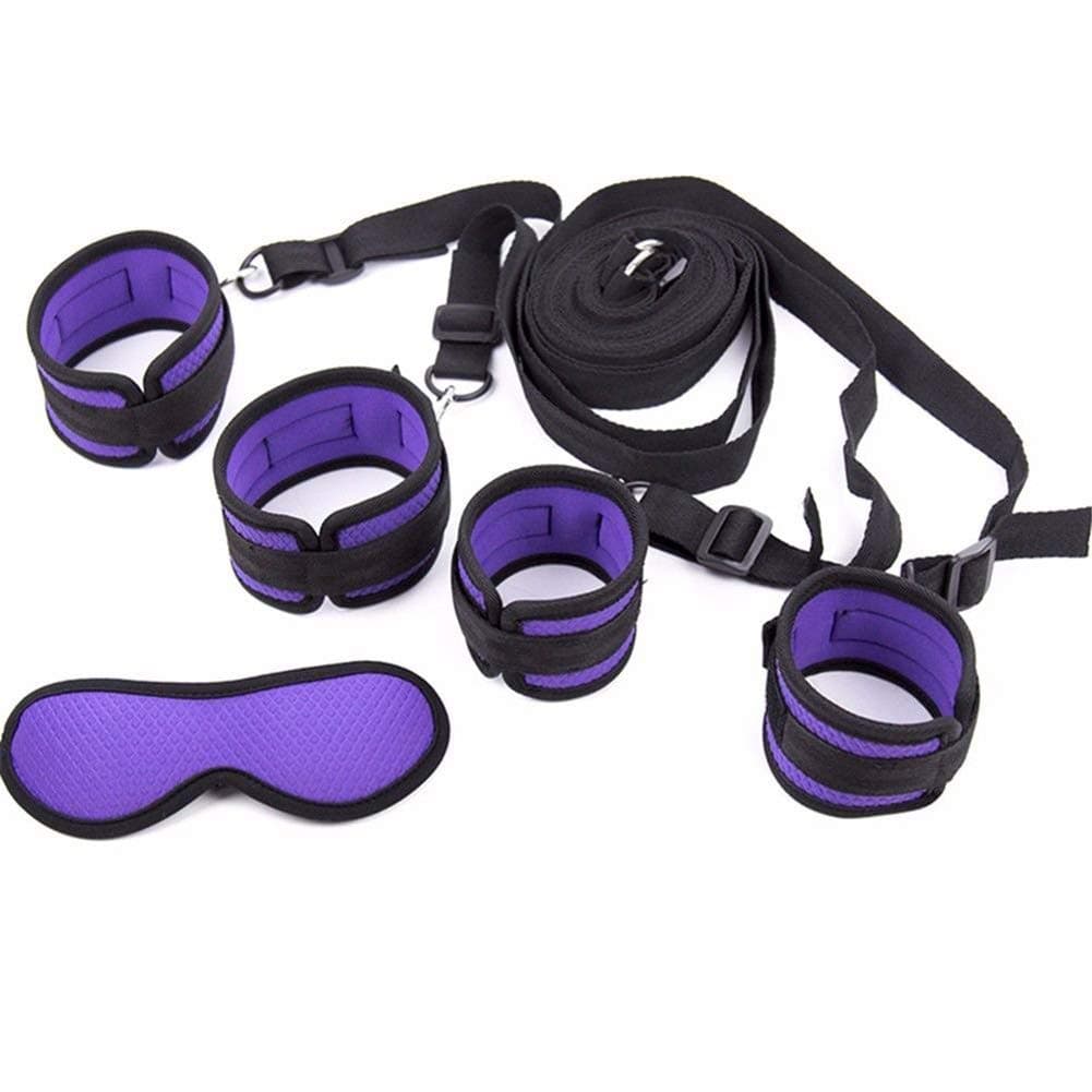Blindfold Eye Mask and Soft Nylon Straps Set Adjustable Wrist DIY Kit Sports Training for Legs (Purple)