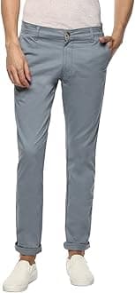 Urbano FashionMen's Slim Fit Mid Rise Cotton Casual Chinos Trousers Stretch
