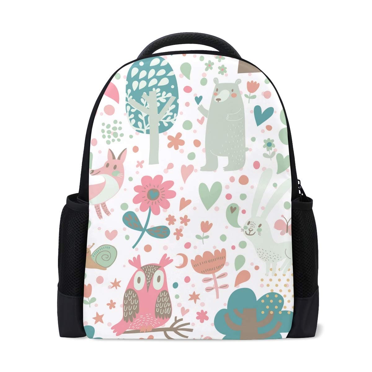 MONTOJ Cute Animals Fox Rabbits Pattern polyester travel backpack laptop Backpack