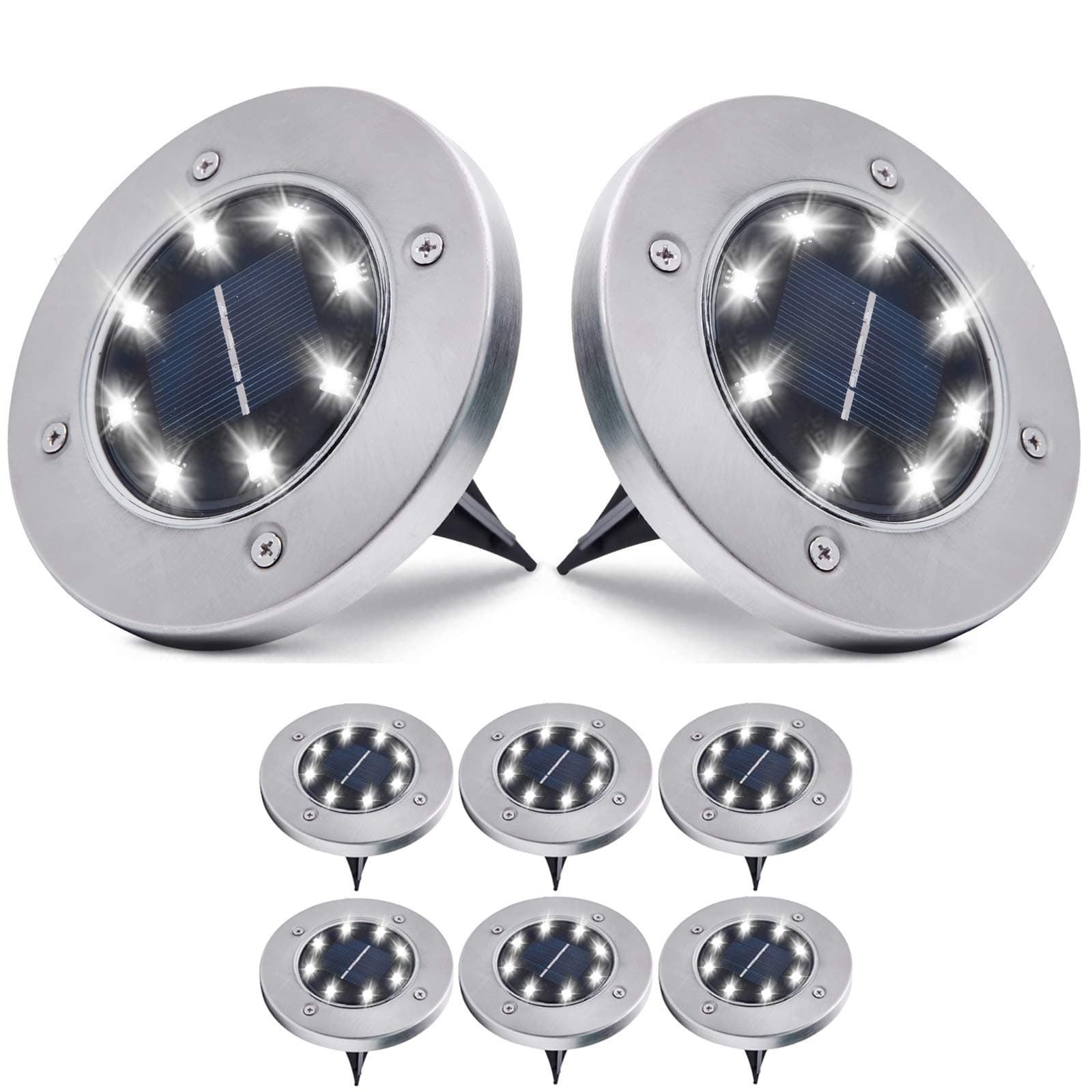 Solar Ground Light Outdoor Solar Disk Lights 8 Pack
