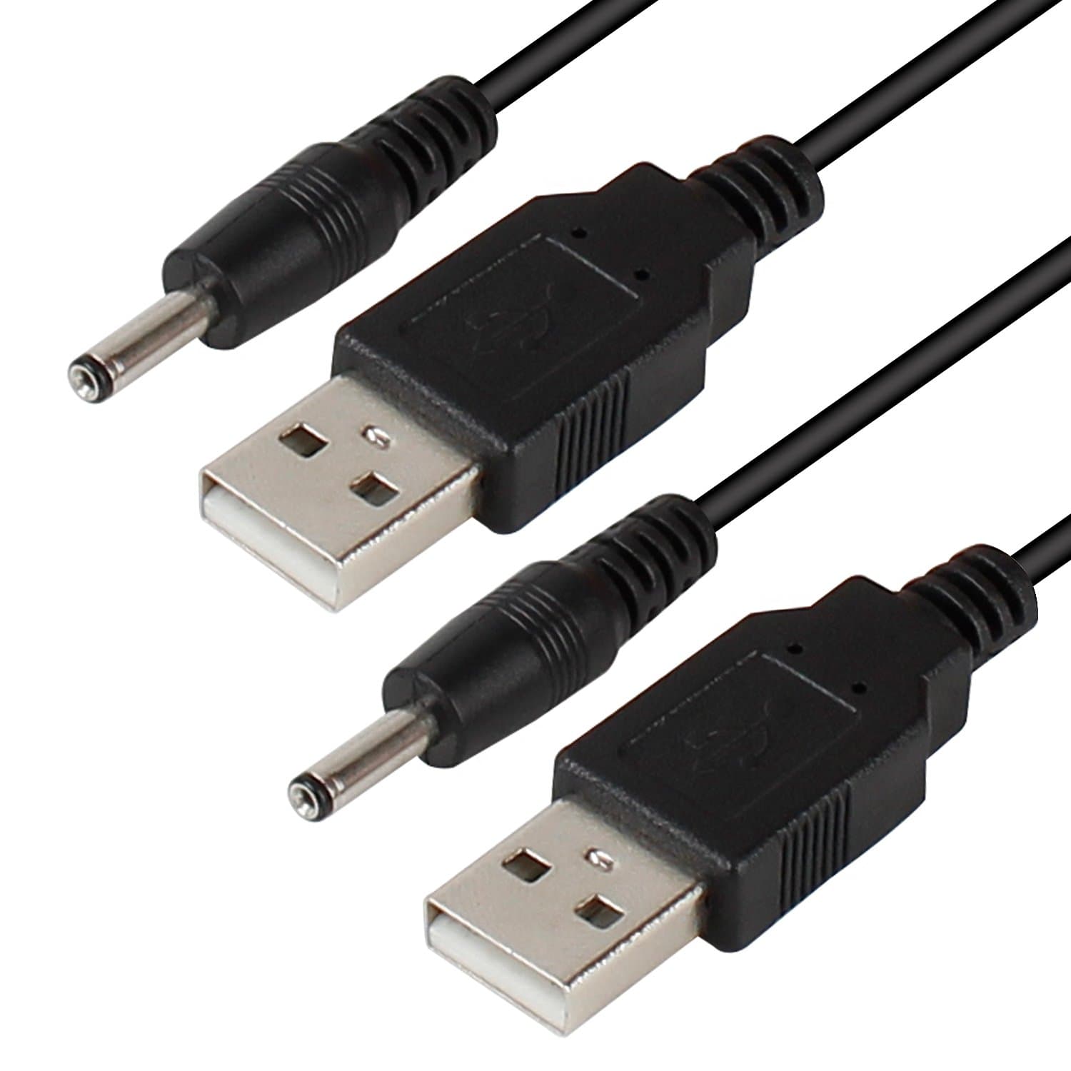 2 Pack USB to DC 3.5mm / 1.35 mm 5 Volt DC Barrel Jack Power Cable 4 Feet