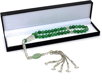 ALBATROSART -Gentle Men Collection- Prayer Beads-Worry Beads-Tesbih-Tasbih-Tasbeeh-Misbaha-Masbaha-Subha-Sebha-Rosary (Green Aventurine Natural Stone -8 mm 33 Beads-)