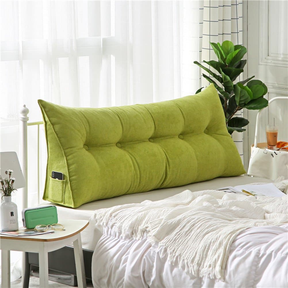 AMYDREAMSTORE Upholstered Triangular Wedge Cushion, Sofa Bed Pillow Cushion Bed Rest Reading Pillow Backrest Positioning Support Pillow,Lumbar Pad For Office Bed Sofa-green 20x50x60cm(8x20x24inch)