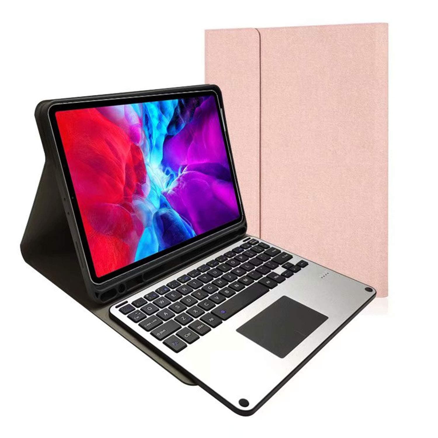 Protective Shell Case for New iPad Pro 11" 2020 Ultra Lightweight PU Leather Tablet Keyboard Shell with Touchpad Features for 11.0 inch iPad Pro 2nd Generation Models (Rose Gold)