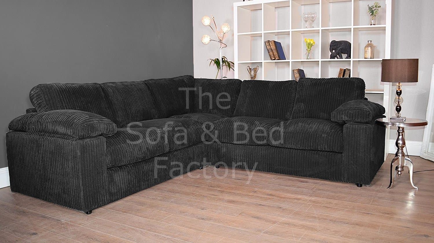 Ruxley Large Fabric 5 Seater Corner Sofa - 2 Corner 2 - Black (2 Corner 2)