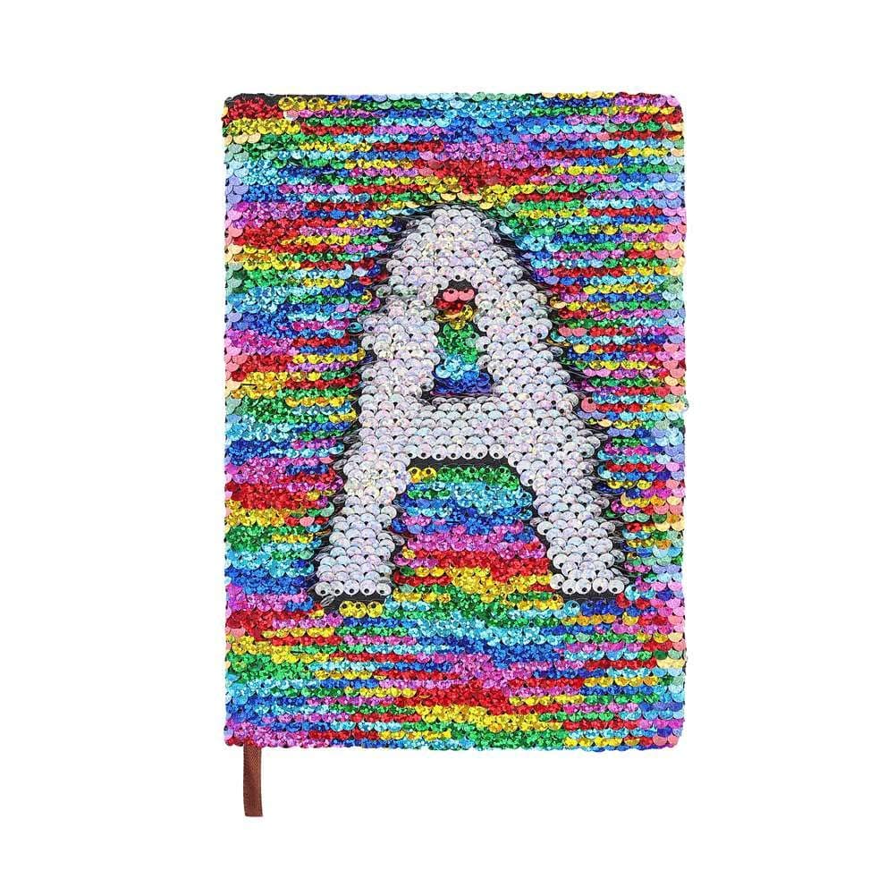 Jiangeshuh A5 Reversible Magic Sequin Notebook Rainbow Color Diary for Women Girls Writing Notebook Bookmark Cream Colored Papers Lined Notebooks