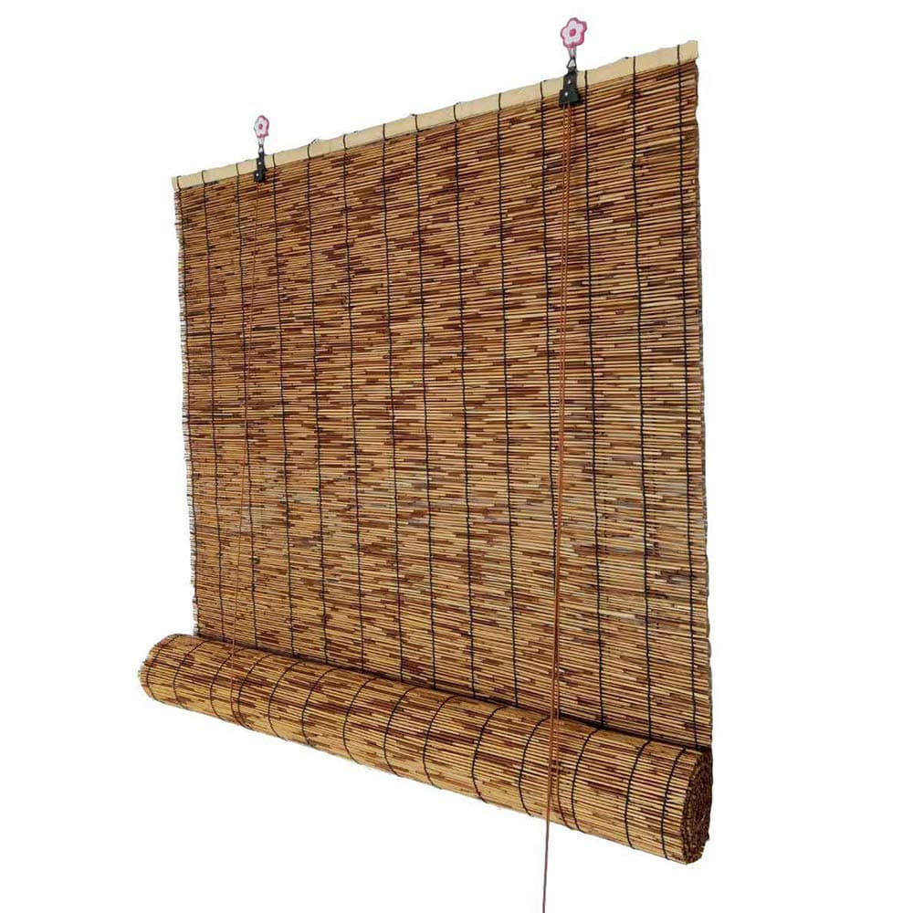 Reed curtain, Lifting Decorative Bamboo Roller Blind, Retro Waterproof Mildew Sunshade, Outdoor partition Blinds, Size can be Customized