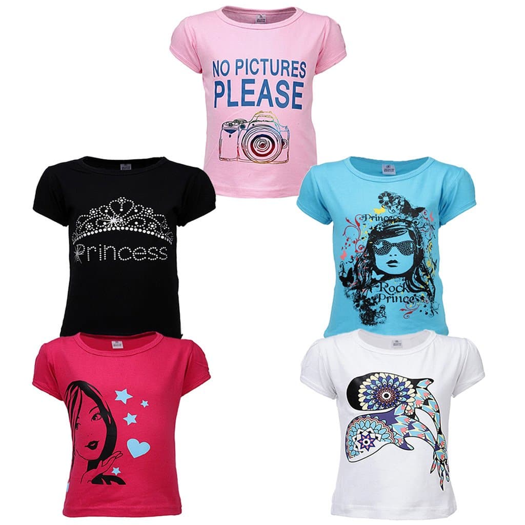 GOODWAY Junior Girls 5 Pack Attitude -2 Theme Combo Pack of 5 T-Shirt