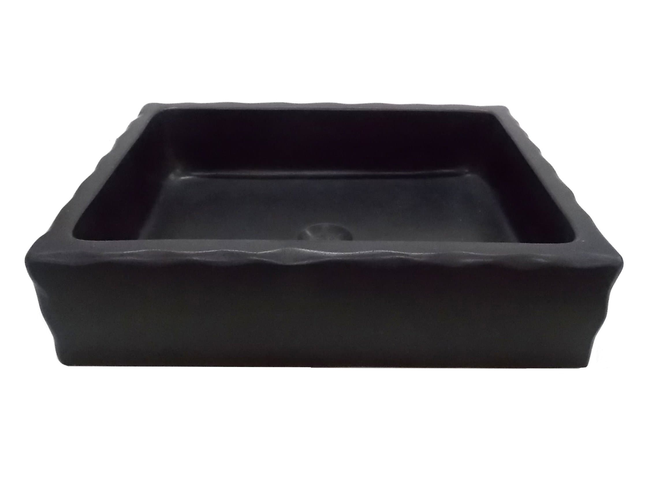 Antique Rectangular Lava Stone Vessel Sink Honed