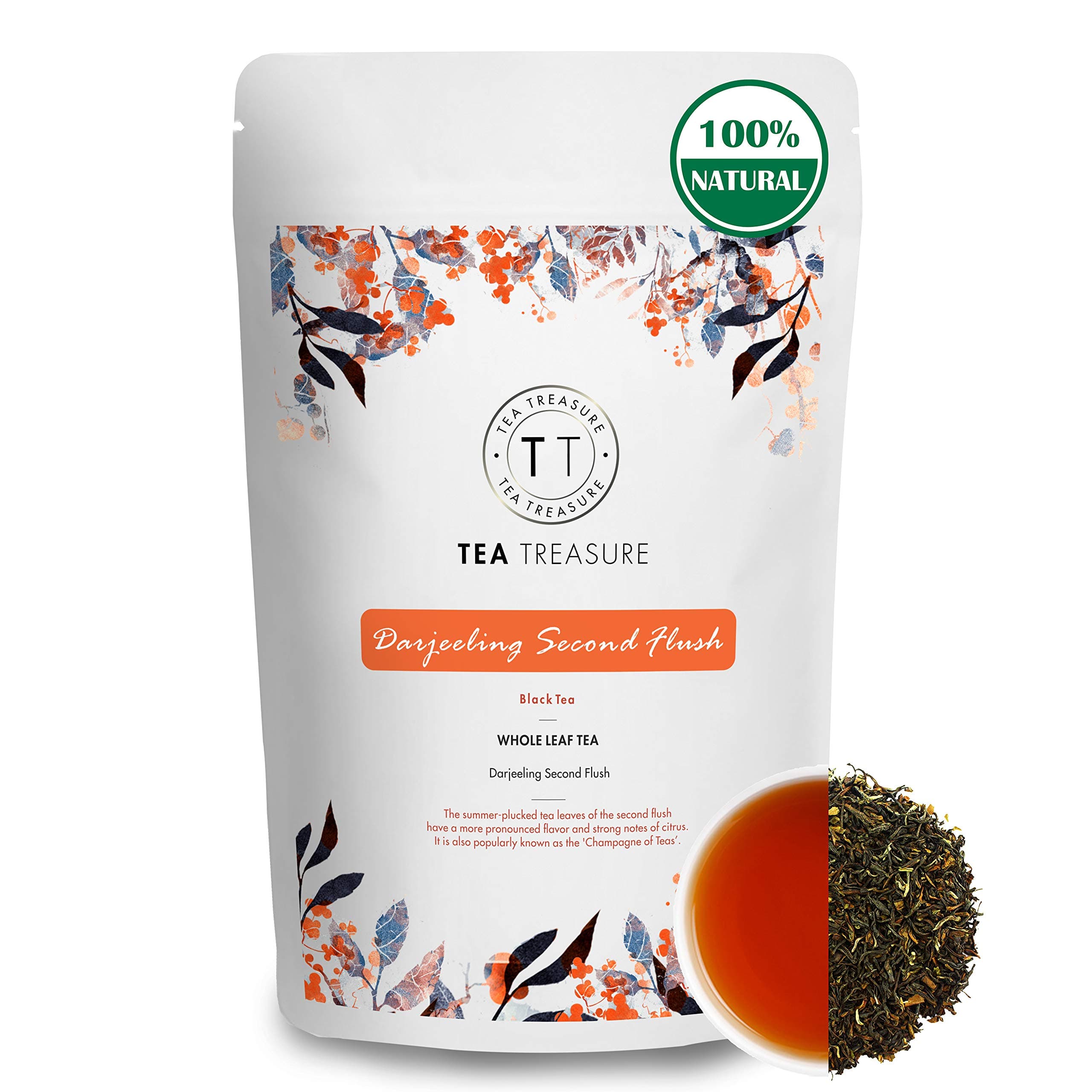 Tea Treasure Darjeeling Second Flush Black Tea 100gm | Whole Leaf Tea | Boosts Immunity & Energy | Good for Weight Management | Rich in Antioxidants