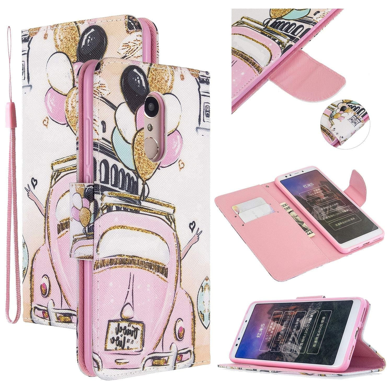 AIOIA For Xiaomi Redmi 5 Plus Leather Case,Stylish Magnetic Closure Flip Folio Case Cover [Wallet Stand], Card Slots For Xiaomi Redmi 5 Plus