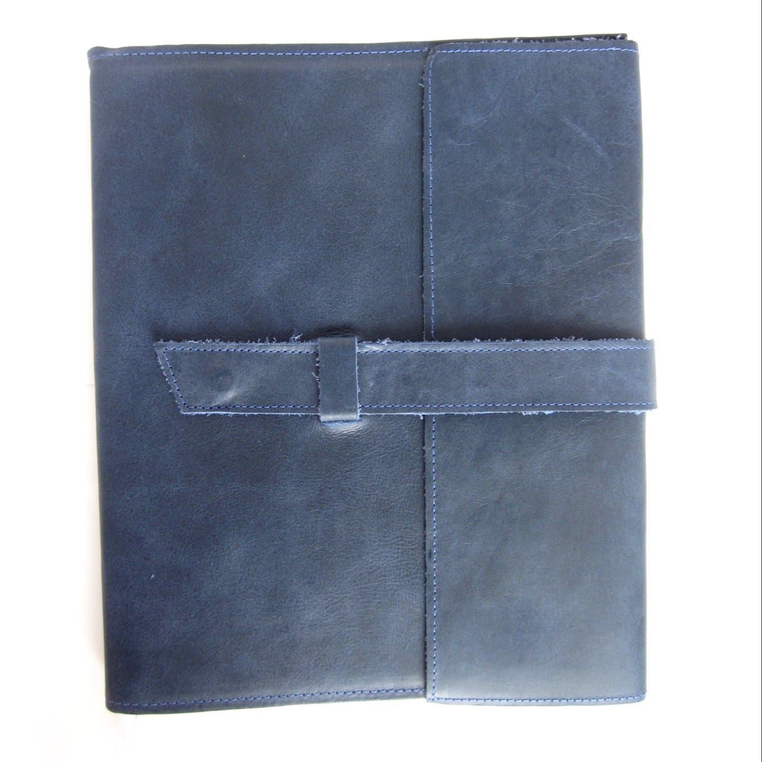 LARGE Leather Journal, Lined Notebook, Handmade, Refillable Gift Men & Women, 10 X 8.5 X 1.5 (Blue)