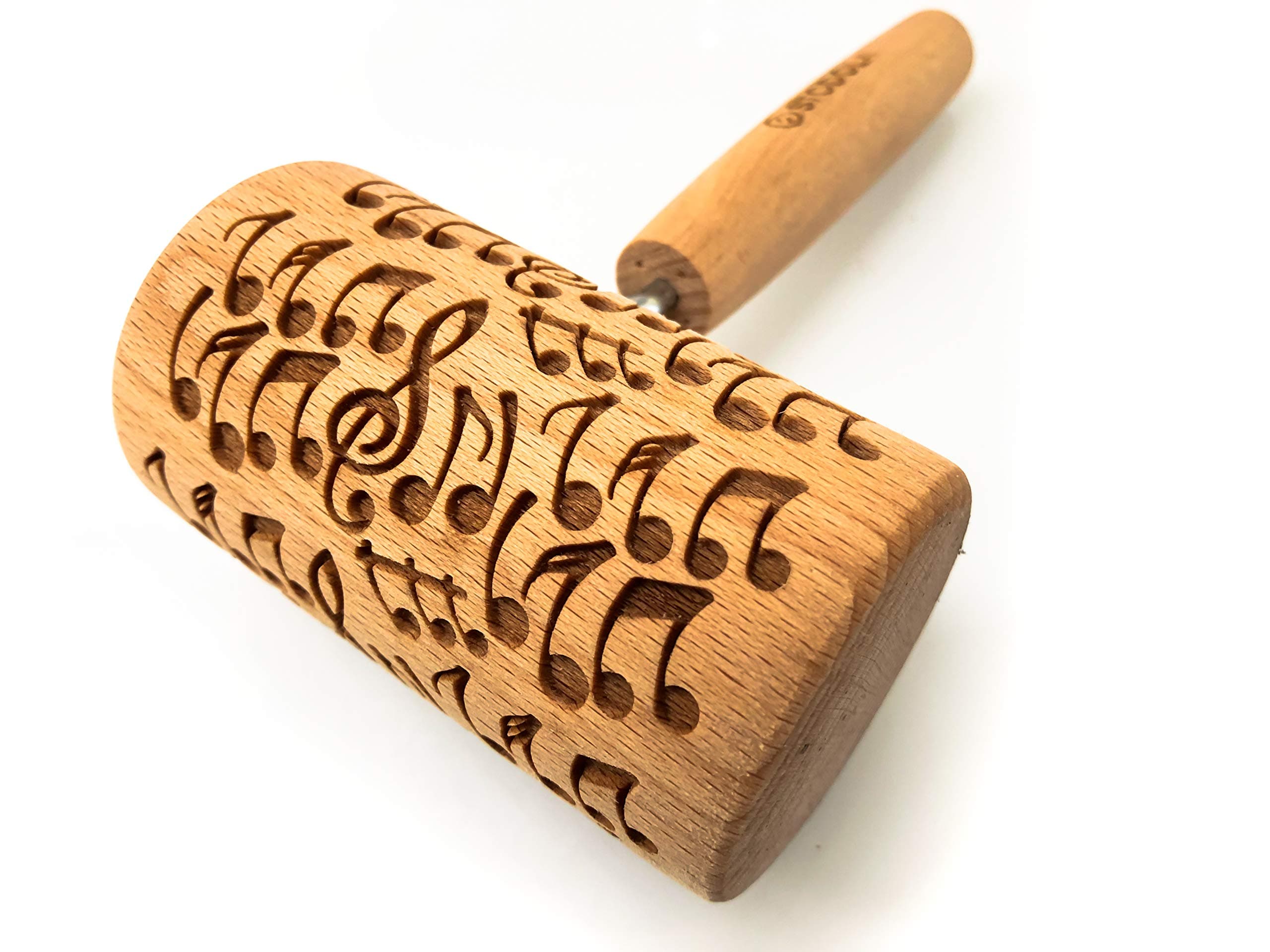 Engraved Mini Rolling Pin with Pattern for Embossed Cookies (CRAZY NOTES)