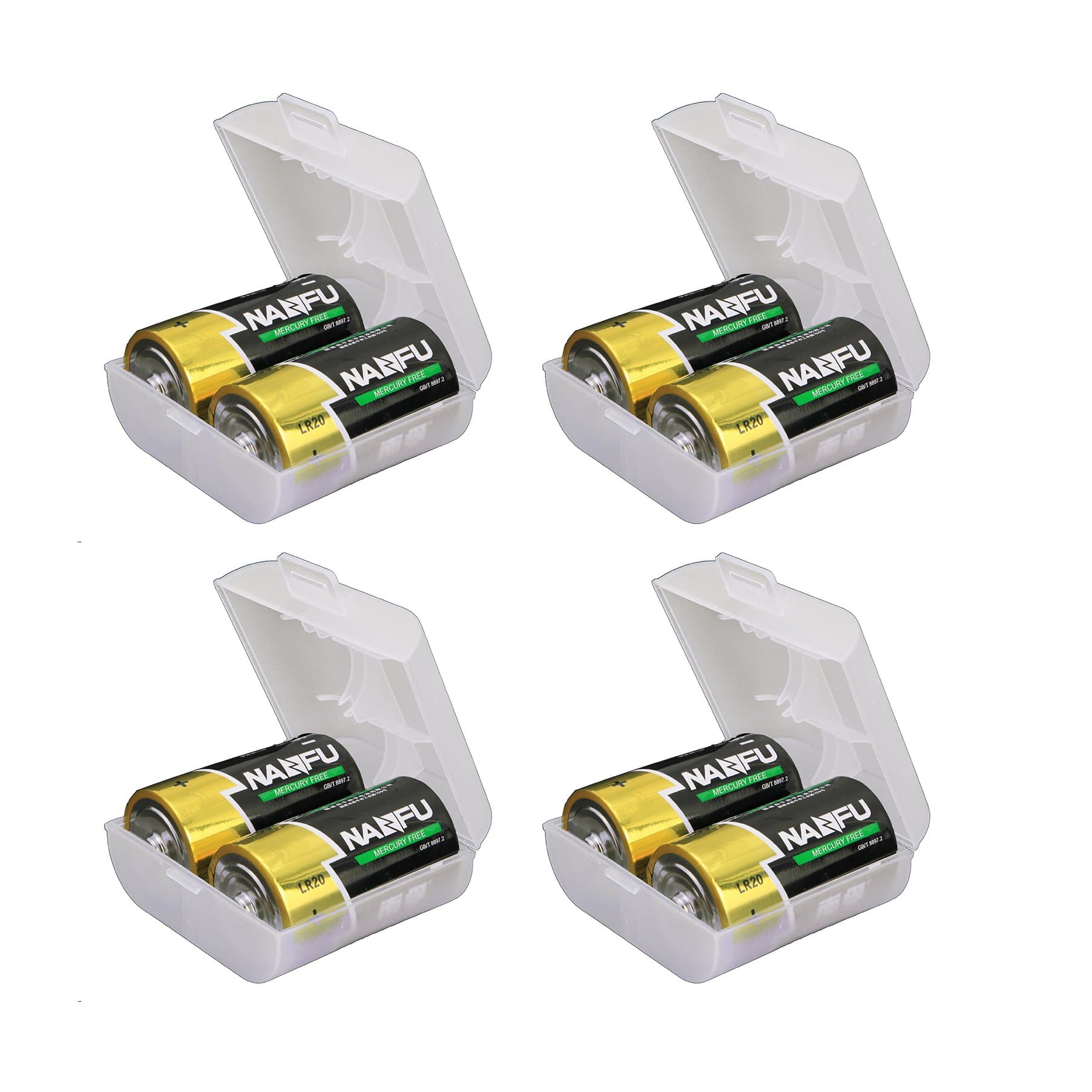 Whizzotech D Battery Storage Case/Box/Organizer Clear Color Pack of 4 (BL15)