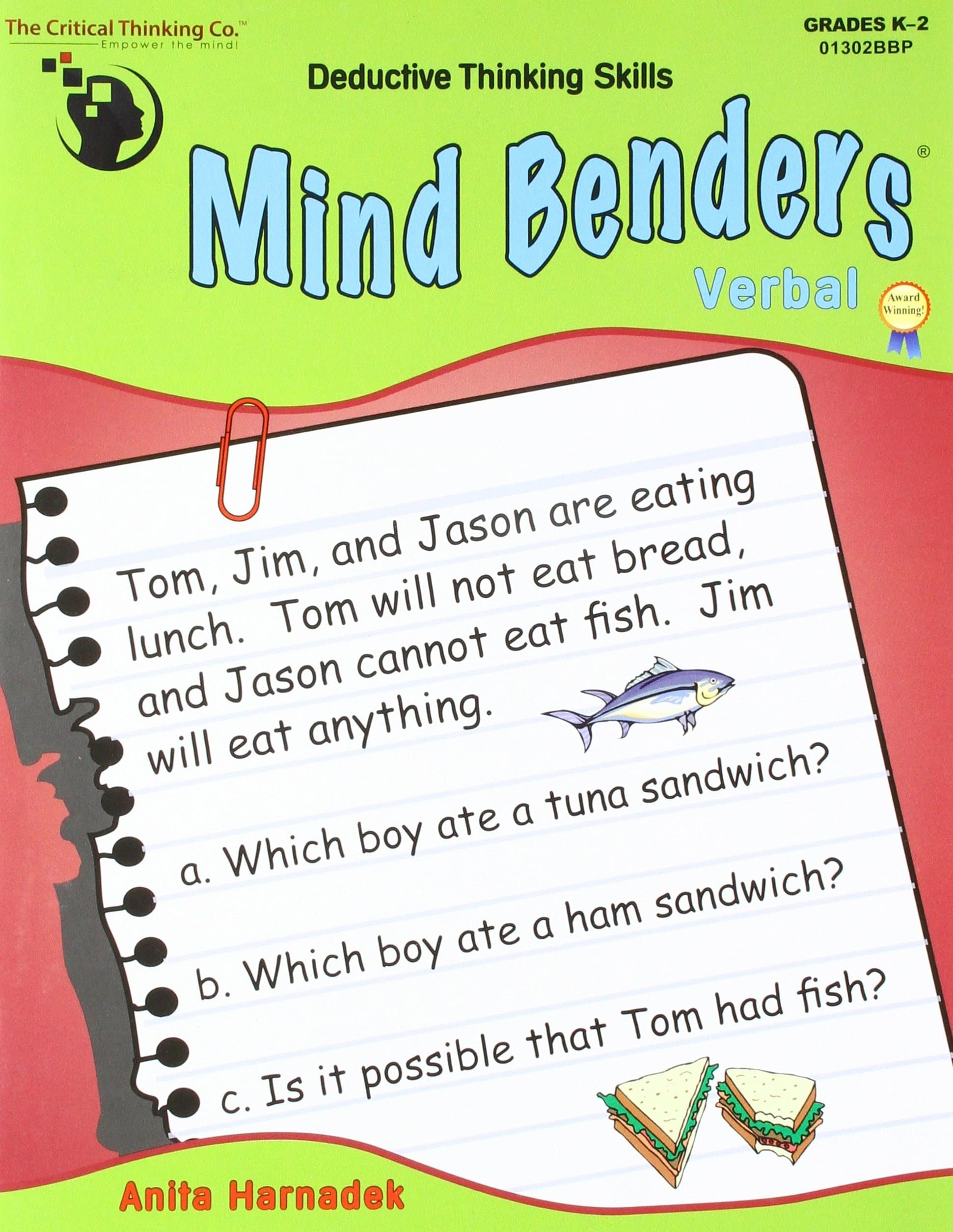 Mind Benders Verbal Workbook - Deductive Thinking Skills Puzzles (Grades K-2)