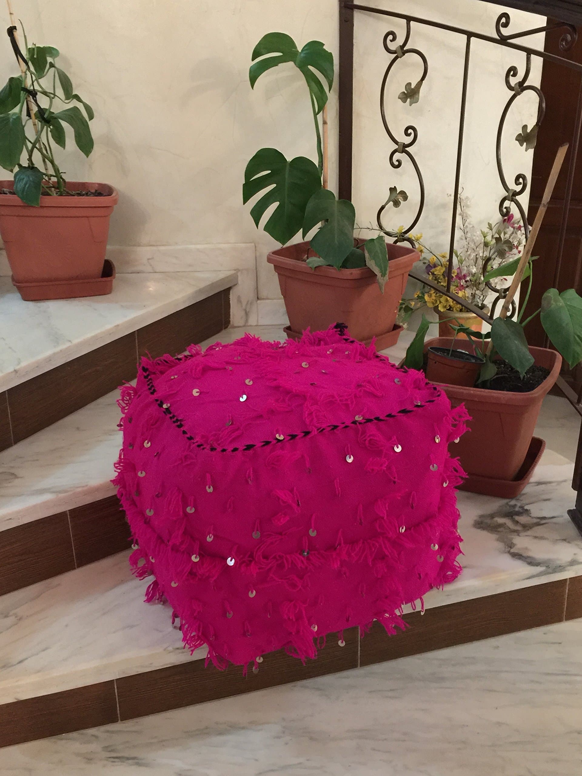 Pink Handira Poufs / Ottomans