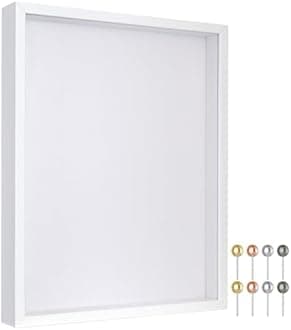 Califortree 11x14 Shadow Box Frame with Soft Linen Back - Metal Push Pins Included, Memory Large Shadow Box Display Case for Bouquet Awards Medals Wedding Photos and More, White