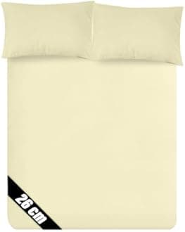 Sunshine Comforts Microfiber Fitted Sheets Breathable, Anti Wrinkle 26cm Deep Pocket Bed Sheets Double Bedding & Linen-Cream Bedding Double 137 X 190 CM Double Fitted Sheet