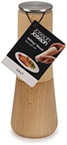 Joseph Joseph Milltop Non Spill Salt Mill, Refillable with ceramic grinding mechanism, Beech wood