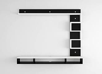DAS Hubert MINI Wall Mount Engineered Wood TV Entertainment Unit/Tv Rack Set to Box Stand with Wall Shelves for Living Room Black & Frosty White Finish (Ideal for up to 43") Screen