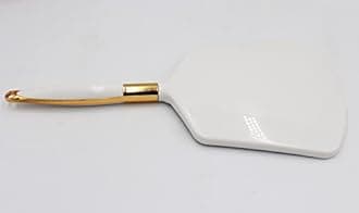 Eaoundm Hand Held Mirror with Handle, Makeup Hand Mirror with Hook Hole for Bathroom and Bedroom, Barbers Haircut Mirror for Home and Salon (6 W X6.8 L inchs, White)