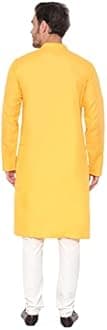 LATEST CHIKAN Men's Cotton Blend Solid Long Kurta Full Sleeves - Casual Ethnic Wear