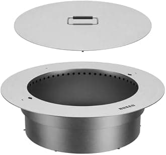 Breeo Zentro Stainless Steel Fire Pit Insert - Smokeless Firepit Ring Insert for Outdoor Fire Pit - for Outside Block, Stone, & Concrete Backyard Firepit Surrounds - Lid Included - Round 30"