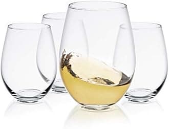 JoyJolt Spirits Stemless Wine Glasses 19 Ounce Set of 4, Great for White Or Red Wine Mother's Day Wine Gifts Wines Glass Sets.