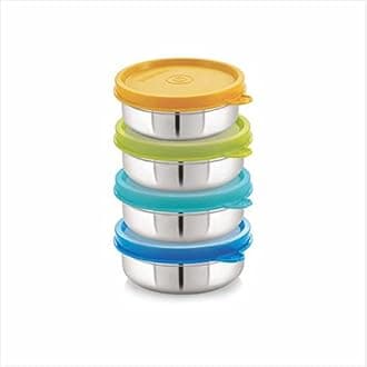 STEELLOCK Stainless Steel Airtight Container | Leak Proof Container/Storage/Lunch Box with Lid | BPA Free, Durable & Rust-Proof | SL-21-set of 4, 200ml each, Multicolor