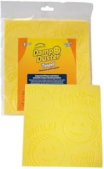 Scrub Daddy Damp Duster Towel, Multipurpose Dusters for Cleaning - Venetian & Wooden Blind Cleaner, Ridged Dusting Sponge for Vents, Radiator, Skirting Boards, Mirrors - Home Cleaning Products, Yellow