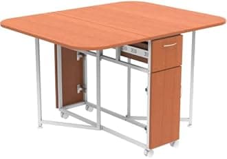 InnoFur Forito Folding 4,2 Seater Dinning Multipurpose Table| Dining Room Set Wooden with Steel Frame for Home and Kitchen (Regular (4 Seater), Cherry)