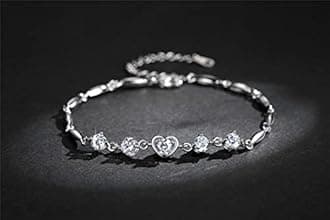 Nilu's Collection Copper Sterling Silver Women's Bracelets Charm Bracelet for Women(Pack of 1,White)