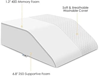Forias 8" H Leg Elevation Pillows for After Surgery Swelling, Memory Foam Bed Wedge Pillow Leg Elevated for Back Sleeping Lower Back Sciatica Knee Hip Ankles Pain Relief, White