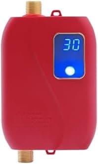 BJTDLLX Mini Instant Water Heater Electric 3000W 110V Tankless Hot Water Heater With LCD Digital Display for Kitchen Washing Faucet Home Bathroom Heating System - Red